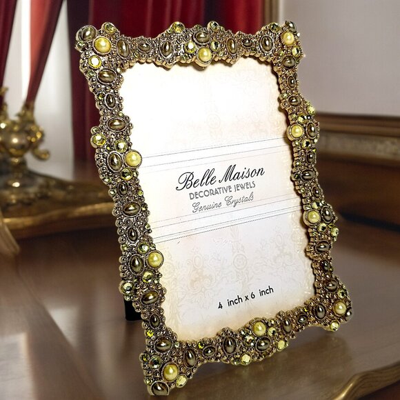 Cabochon, Crystals and Pearls Photo Frame Belle Maison Jeweled Tabletop … - Picture 2 of 14